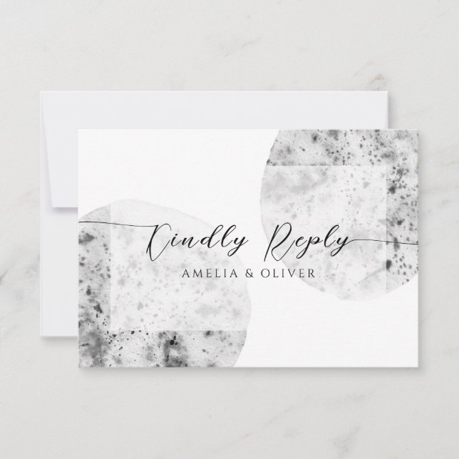 Minimalistisch grau | Hochzeit RSVP Karte (Vorderseite)
