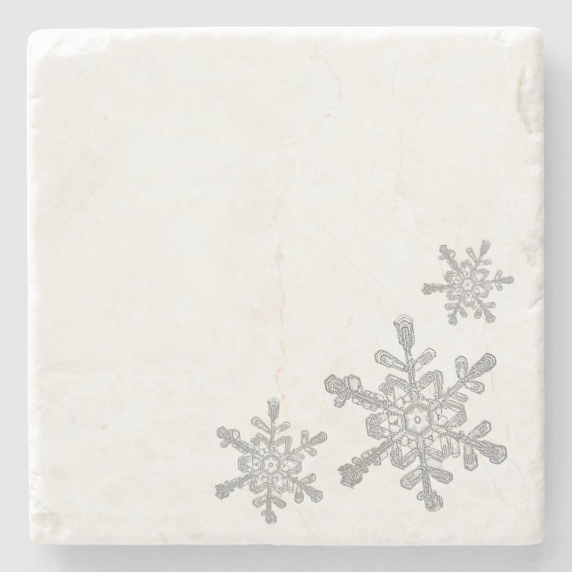 Minimalistisch Grau Real Snowflake Stone Untersetz Steinuntersetzer (Vorderseite)