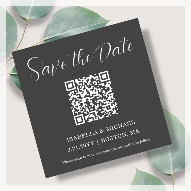 Minimalistisch Grau | SAVE THE DATE | QR-Code | Ma Magnetkarte (Von Creator hochgeladen)