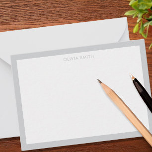 Minimalistisch-Grau-Zwei-Grenze-Modernes Monogramm Mitteilungskarte