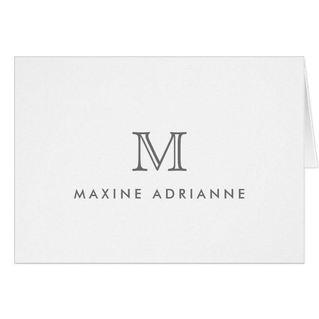 Minimalistisch-Graue Silber-Monogramm (Vorderseite (Horizontal))