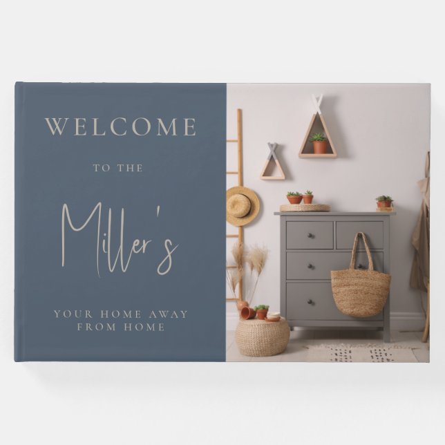 Minimalistisch Gray Beige Airbnb Ferienvermietung Gästebuch (Vorderseite)