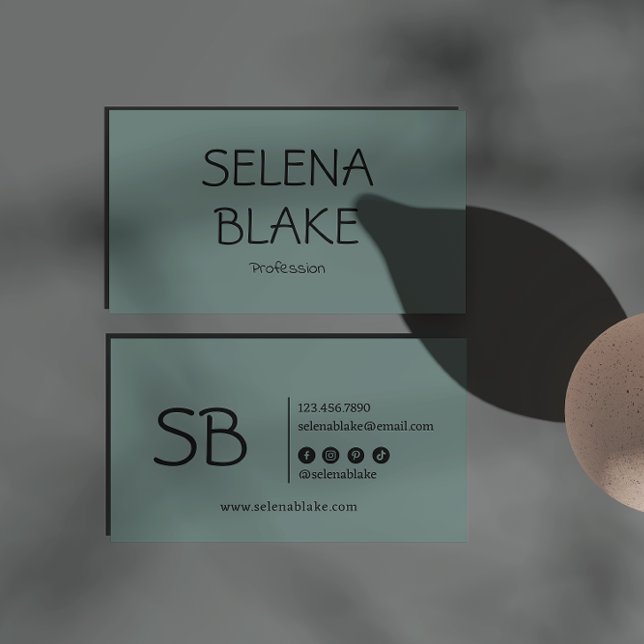 Minimalistisch Green Boho | Trendy Retro Chic Visitenkarte (Von Creator hochgeladen)