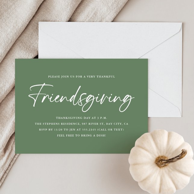 Minimalistisch Green Friendsgiving Einladung (Von Creator hochgeladen)