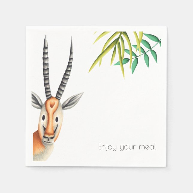 Minimalistisch Greenery African Antelope Serviette (Vorderseite)