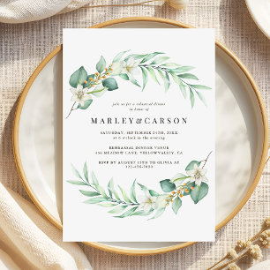 Minimalistisch Greenery Hochzeit Probe Dinner Einladung