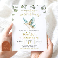 Minimalistisch Greenery Little Birdie Geburtstag