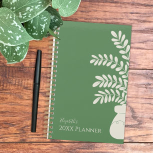 Minimalistisch-Grün- und Gelbblütenplaner Planer