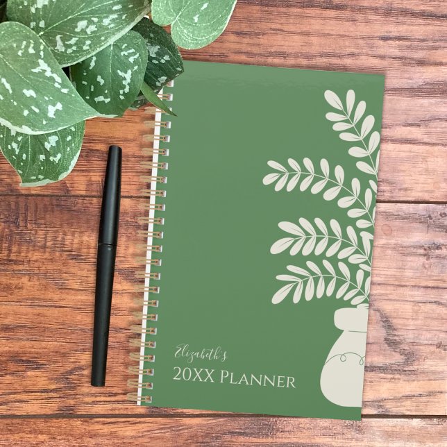 Minimalistisch-Grün- und Gelbblütenplaner Planer (Minimalist olive green and yellow personal floral planner . )