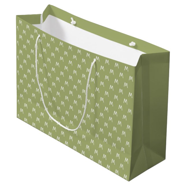 Minimalistisch grün und weiß große geschenktüte (Vorderseite Schrägansicht)