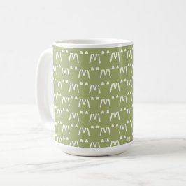 Minimalistisch-grün-weiß-Monogramm Kaffeetasse