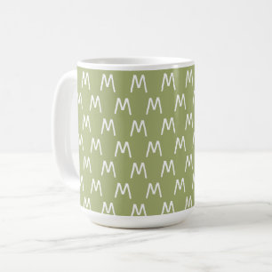 Minimalistisch-grün-weiß-Monogramm Kaffeetasse