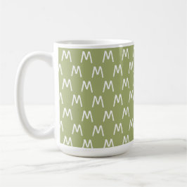 Minimalistisch-grün-weiß-Monogramm Kaffeetasse