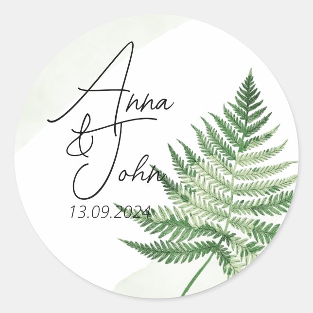 Minimalistisch grüne Fern Runder Aufkleber (Vorderseite)