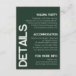 Minimalistisch-grüne Weißtypografie - Hochzeitsdet Begleitkarte