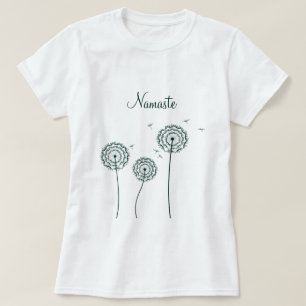 Minimalistisch-grüner Löwenzahn Yoga Namaste T-Shirt