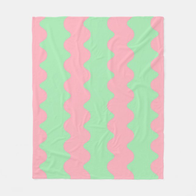 Minimalistisch grüner rosa Streifen Moderne, gemüt Fleecedecke (Vorderseite)