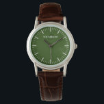 Minimalistisch-grünes Gesicht, kundenspezifisch mo Armbanduhr<br><div class="desc">Minimalistisches grünes Gesicht, Damenuhr. Erstellen Sie Ihre eigene Luxus-Kleideruhr für Ihren eigenen Markennamen. Klassisches zeitloses Uhrendesign mit feinen Indizes inklusive Minuten und Stunden, aber ohne Zahlen. Fügen Sie Ihr eigenes individuelles Monogramm, personalisierten Namen, Designernamen, Initialen, Geburtsjahr, Logo, Icon, Foto-Image usw. hinzu. Modernes Uhrengesicht mit elegantem Schriftzeichen-Template. Luxuriöse Uhr für sie....</div>