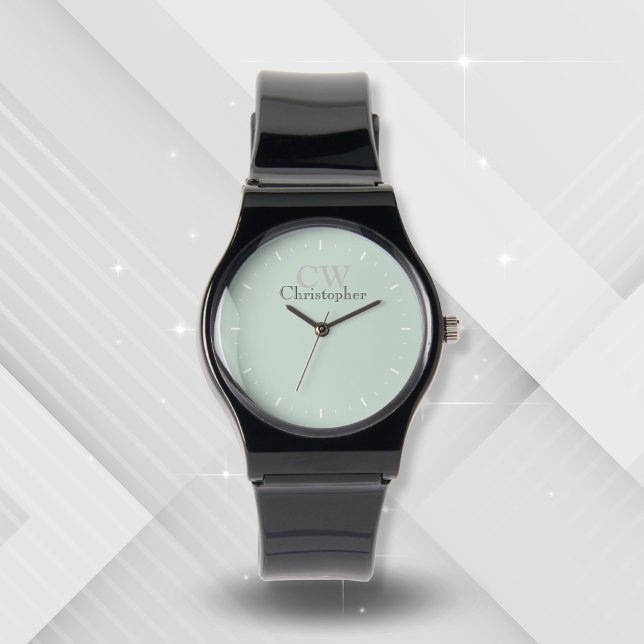 Minimalistisch-grünes Monogramm Armbanduhr (Von Creator hochgeladen)