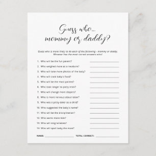 Minimalistisch Guess Who Mama Vater Baby Shooting Einladung