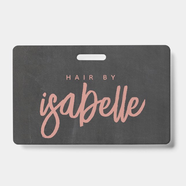 Minimalistisch Hair Stylist Dusty Pink Script Blac Ausweis (Vorderseite)