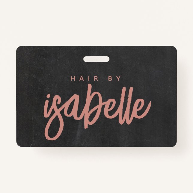 Minimalistisch Hair Stylist Dusty Pink Script Blac Ausweis (Vorderseite)