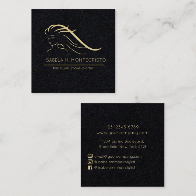 Minimalistisch-Hair-Stylist Quadratische Visitenkarte (Vorne/Hinten)