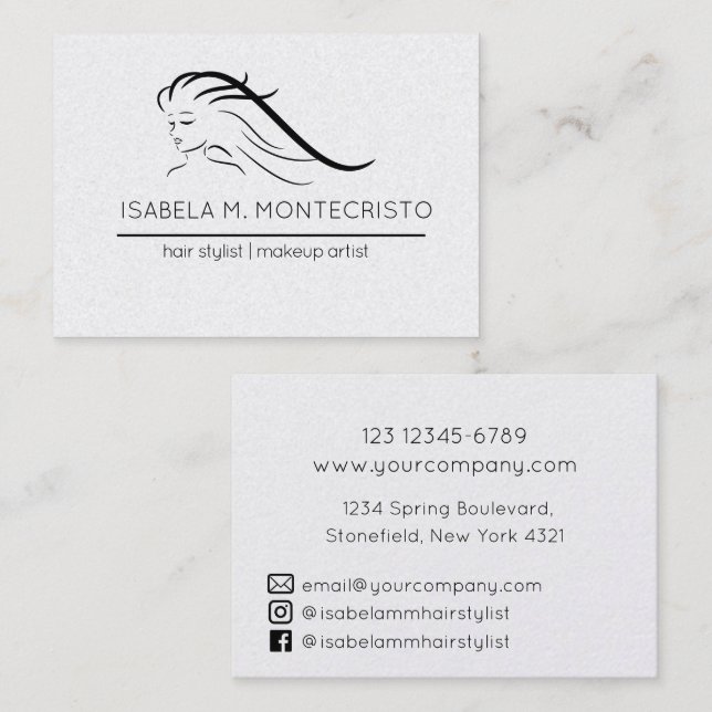 Minimalistisch-Hair-Stylist Visitenkarte (Vorne/Hinten)
