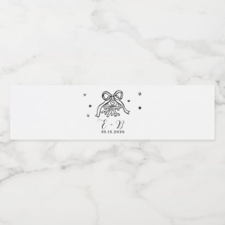 Minimalistisch handgezeichnetes Hochzeitsauto mit  Wasserflaschenetikett