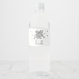 Minimalistisch handgezeichnetes Hochzeitsauto mit  Wasserflaschenetikett