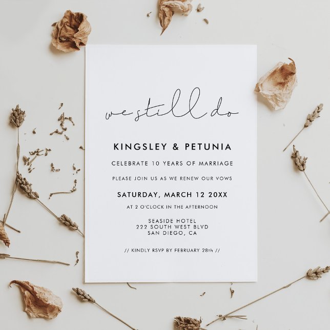 Minimalistisch handschriftlich Wir machen noch VoV Einladung (Minimalist handwritten We still do Vow renewal Invitation)