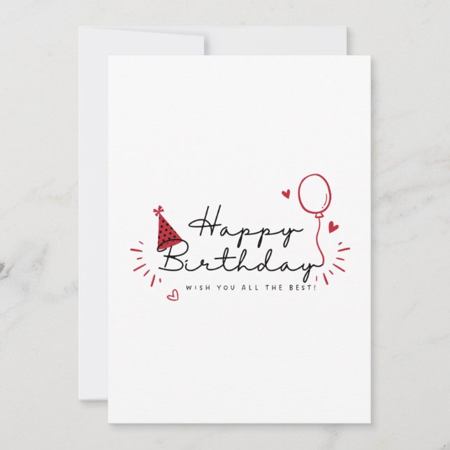 Minimalistisch Happy Birthday Card Einladung (Vorderseite)