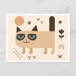 Minimalistisch Happy Cat Illustration, Scandi Styl Postkarte