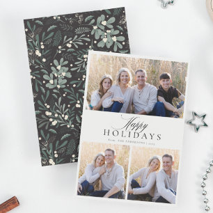 Minimalistisch Happy Holidays 3 Foto Feiertagskarte