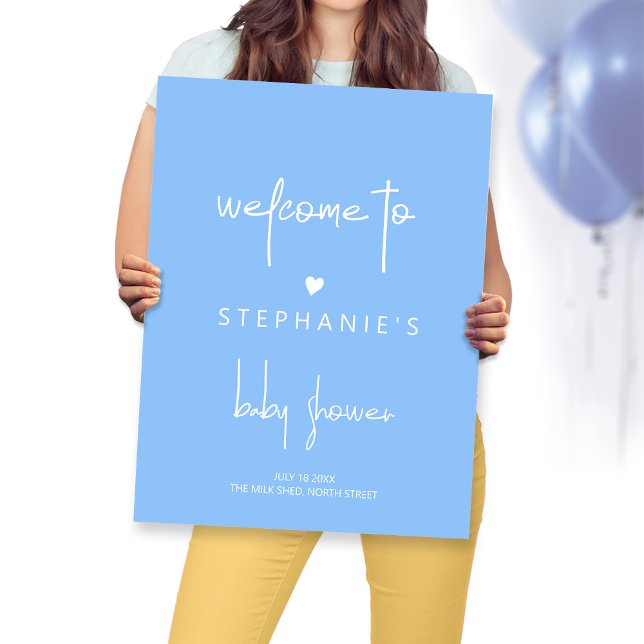 Minimalistisch Heart Baby Boy Dusche Blauer Empfan Poster (Von Creator hochgeladen)