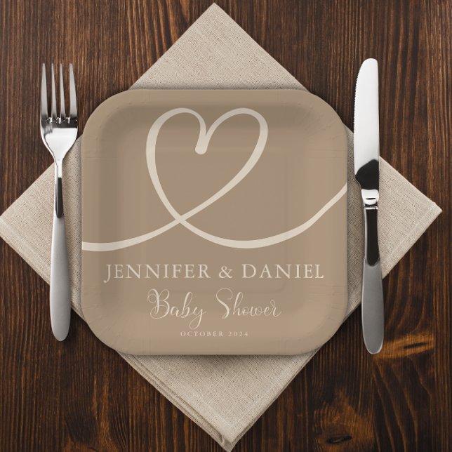 Minimalistisch Heart Baby Dusche Elegant Moderne Pappteller (Von Creator hochgeladen)