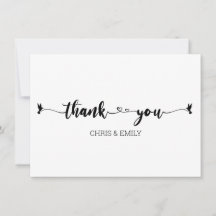 Minimalistisch Hearts und Vogelkalligraphie Vielen