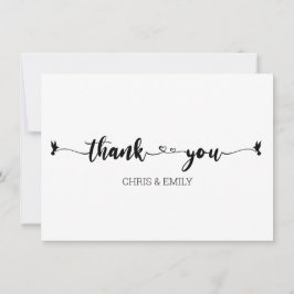 Minimalistisch Hearts und Vogelkalligraphie Vielen Dankeskarte