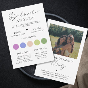 Minimalistisch Heft Foto Script Bridesmaid Info Ca Einladung