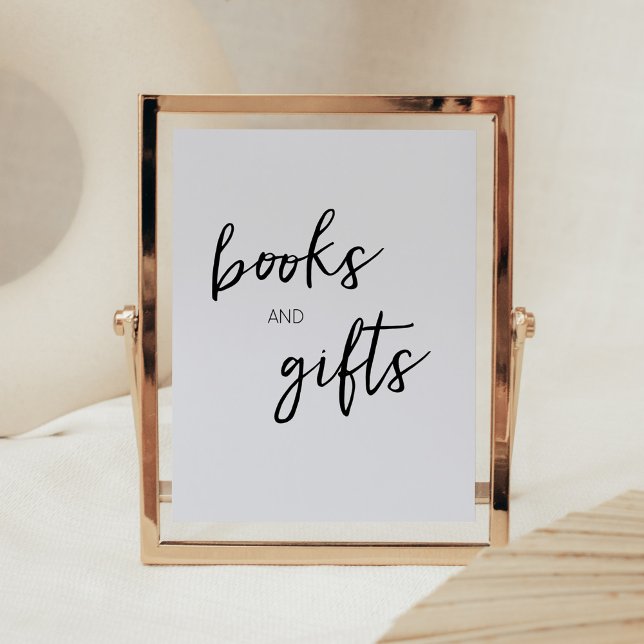 Minimalistisch Hello Baby Moderne Bücher und Gesch Poster (Boho White Minimalist Baby Shower Books and Gifts Sign)