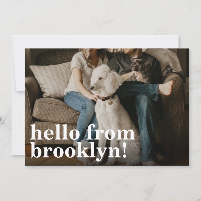 Minimalistisch Hello New Zuhause Address Foto Movi Ankündigung (Vorderseite)