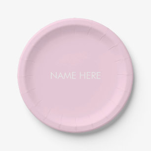 Minimalistisch hellrosa Individuelle Name Pappteller