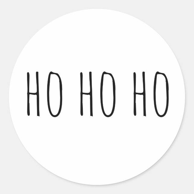 Minimalistisch Ho Ho Ho Weihnachten. Holiday Santa Runder Aufkleber (Vorderseite)