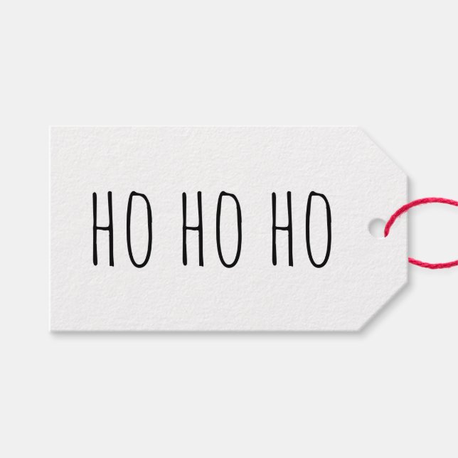 Minimalistisch HO HO HO Weihnachten. Niedlicher mo Geschenkanhänger (Vorderseite (Horizontal))
