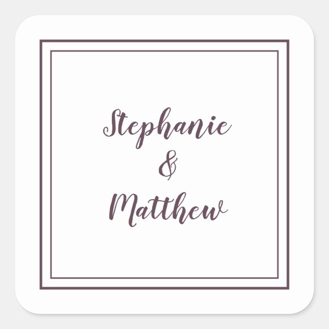 Minimalistisch Hochzeit Moderner Gefallen Vielen D Quadratischer Aufkleber (Vorderseite)