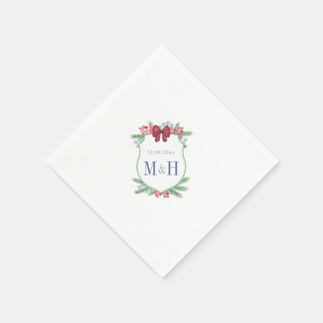 Minimalistisch Holidays Wappen Weihnachten Poltera Serviette (Ecke)
