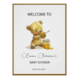 Minimalistisch Honey Bear Baby Dusche Willkommen Poster