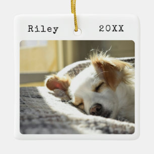 Minimalistisch Hund 2 Foto Personalisiert Haustier Keramikornament