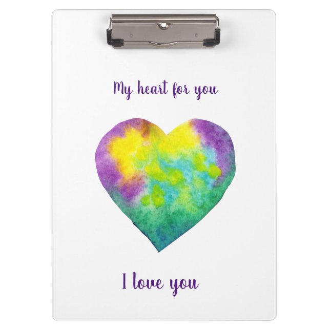 Minimalistisch I Liebe du Regenbogenfarben Herz Klemmbrett (Vorderseite)