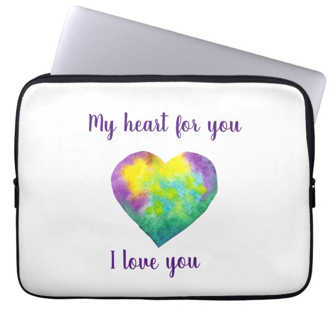 Minimalistisch I Liebe du Regenbogenfarben Herz Laptopschutzhülle (Vorderseite)